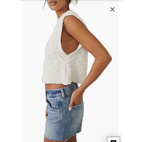FREE PEOPLE Rowan Sweater Vest in Ivory, sz XL - Picture 7 of 16